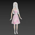 Fashion Doll with Long Blonde Hair Wearing Pink Plaid Dress White Belt and Pink Heels