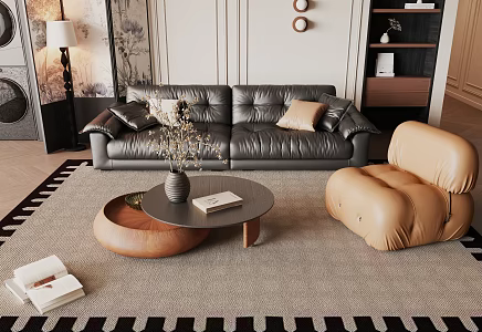 Antique Sofa Coffee Table Combination Double Sofa Single Sofa Coffee Table 3d model