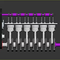 Automotive Engine Camshaft Components With Pink Gears Black Pulleys And Silver Valves
