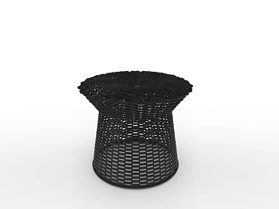 Modern Black Woven Stool With Round Top And Sleek Cylindrical Design 3d model
