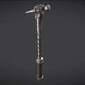 Medieval Weapon With Spiral Metal Shaft Leather Grip And Claw Like Head
