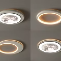 Modern Round Ceiling Lights With Lunar Pattern And Illuminated LED Ring Design 3d model