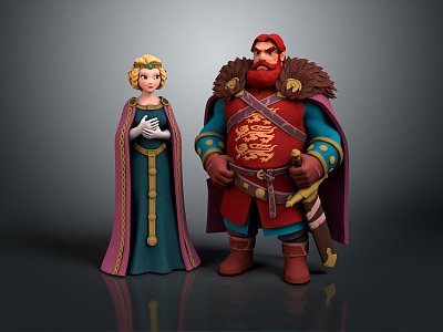 Modern Game Character King Queen 3d model