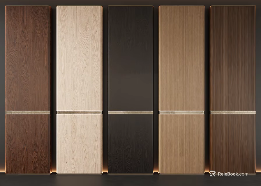 Wooden Wall Panels In Different Wood Tones With Decorative Design For Interior Decor 3d model 