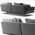 Modern Gray Two Seater Sofa With Soft Fabric And Decorative Pillows 3d model