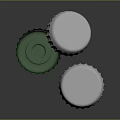Set Of Green And Silver Bottle Caps For Daily Use With Serrated And Flat Top