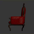 Elegant Red Sofa Stool With Wooden Carved Frame And Quilted Seat