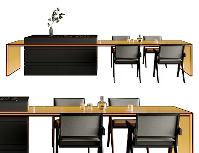Modern Island Table Water Bar Dining Table and Chair Dining Table and Chair 3d model