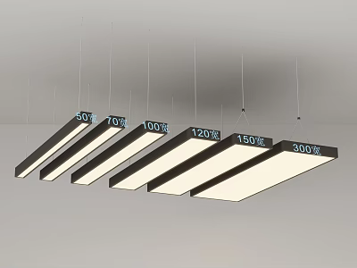 Suspended Grille Lights Featuring Adjustable Brightness Levels from 50% to 200% 3d model