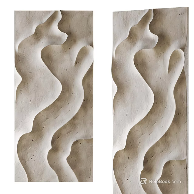 Modern 3D Wall Decor with Wavy Patterns and Beige Finish for Home Interiors 3d model 