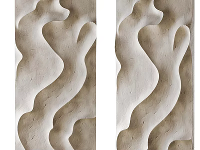Modern 3D Wall Decor with Wavy Patterns and Beige Finish for Home Interiors 3d model