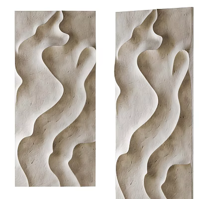 Modern 3D Wall Decor with Wavy Patterns and Beige Finish for Home Interiors 3d model