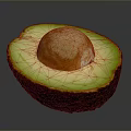 Halved Fresh Avocado With Green Creamy Flesh And Brown Pit