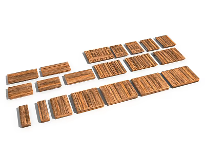 Wooden Stone Panels With Natural Texture And Various Sizes Arrangement 3d model