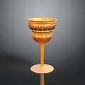 Elegant Golden Goblet With Red And Green Decorative Elements For Daily Use