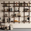 Quiet Ancient Storage Rack Decorative Rack Ancient Bookshelf Ornaments Combination Recliner 3d model