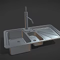 Stainless Steel Double Bowl Kitchen Sink With Faucet And Drainboard