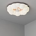 Cute Cloud Shaped White Ceiling Light With Rabbit Decoration For Kids Room 3d model