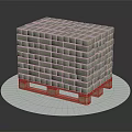 Stacked Green Bricks Arranged On Wooden Pallet With White Circular Mat