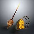 Mechanical Spear With Intricate Gear Structure And Honeycomb Pattern Bag Design 3d model