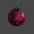 Red Bomb Weapon Featuring Skull Design And Black Fuse For Tactical Use