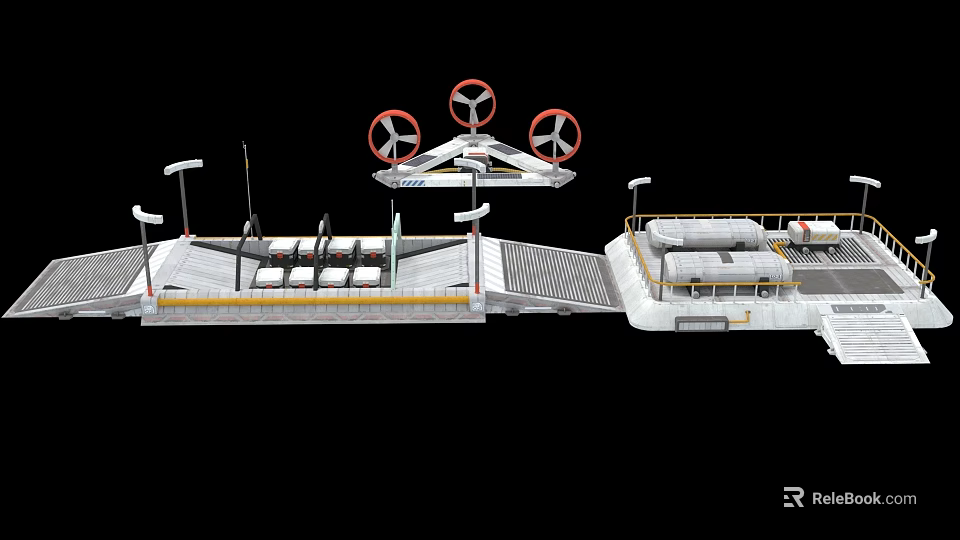 Industrial Equipment With Multiple Fans Platform Structure And Metal Mechanical Components 3d model 