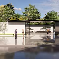 Modern Entrance Gate Design With Stone Walls And Greenery Surroundings