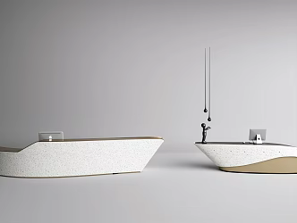Modern Reception Desk Shaped Service Desk 3d model