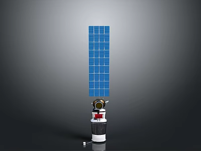 Satellite With Blue Solar Panels And Scientific Instruments In Space 3d model