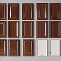 Various Styles of Wooden and White Cabinet Doors with Hardware Accessories