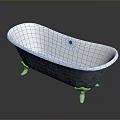 Children Safe Standalone Bathtub with White Interior Black Exterior and Silver Legs