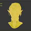 White Haired Purple Skinned Fantasy Elf Character With Pointed Ears 3D Head Sculpture