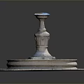 Ornamental Stone Fountain With Circular Base And Pedestal Water Basin