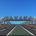 Modern Bridge Design Featuring Unique Structure Colorful Dots Road Underneath Blue Sky 3d model