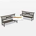Simple Wooden Bench Design With Backrest And Armrest For Home Decoration