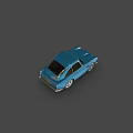 Blue Vintage Sports Car With Classic Body Design And Chrome Wheels