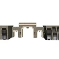 Modern Commercial Complex Building With Multiple Storefronts And Classic Facade Design 3d model