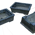 Rustic Concrete Square Garden Planters with Textured Surface and Drainage Holes 3d model