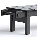 Modern Slatted Wooden And Black Bench Design With Solid Wood Legs And Durable Joinery