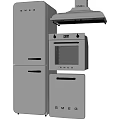 Modern Kitchen Interior With Refrigerator Freezer Oven And Range Hood Appliances