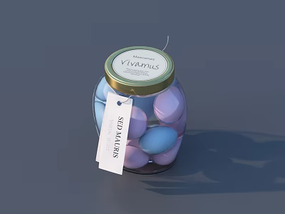 Colorful Easter Surprise Eggs in Glass Jar with Vivantus Label 3d model