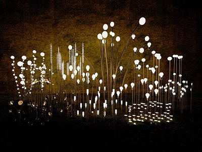 Decorative Outdoor Lights Illuminated Artistic Installation With Various Heights And Round Bulbs 3d model