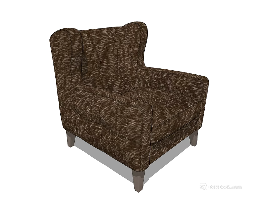 Brown Upholstered Single Sofa With Comfortable Armrest And Classic Design Features 3d model