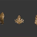 Golden Leaf Shaped and Star Shaped Decorative Ornament Set with Shiny Accents