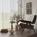 Leisure Chair Lazy Sofa Side Several Potted Plant 3d model