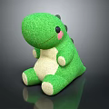 Cute Green Dinosaur Plush Toy With Smiling Face Pink Cheeks And White Belly