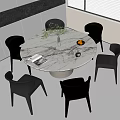 Dining Table and Chair Combination Dining Chair Dining Table Round Dining Table 3d model