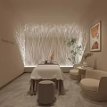SPA Room with Beauty Bed Decorative Wall Lighting and Plant Chairs