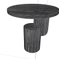 Dark Wooden Round Side Table With Modern Minimalist Cylindrical Base Design 3d model