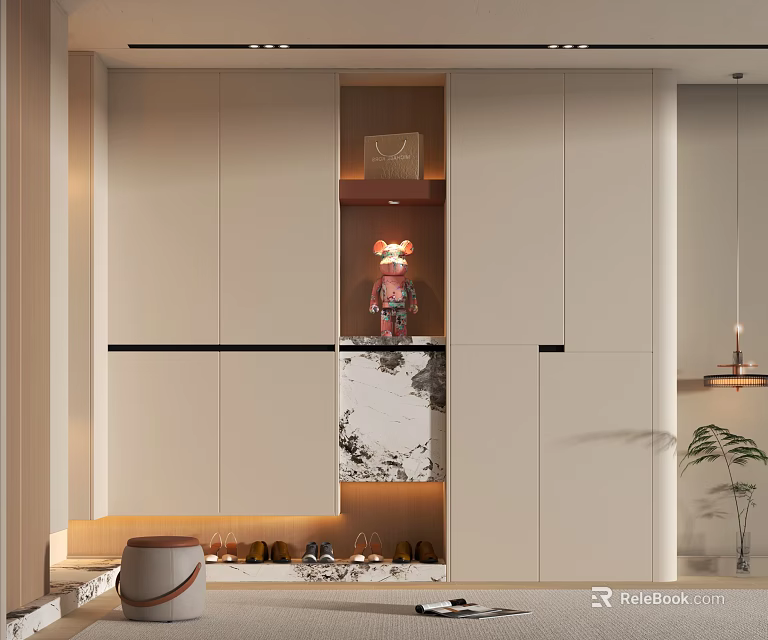 Modern Light Luxury Shoe Cabinet With Minimalist Design Decorative Shelf And Storage Space 3d model 